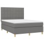 Box spring bed mattress and LED lights dark gray fabric 140x200 cm by vidaXL, Beds and slatted bases - Ref: Foro24-3135438, P...
