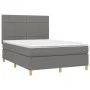 Box spring bed mattress and LED lights dark gray fabric 140x200 cm by vidaXL, Beds and slatted bases - Ref: Foro24-3135438, P...