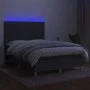 Box spring bed mattress and LED lights dark gray fabric 140x200 cm by vidaXL, Beds and slatted bases - Ref: Foro24-3135438, P...