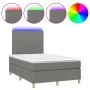 Box spring bed with mattress and LED dark gray fabric 120x200 cm by vidaXL, Beds and slatted bases - Ref: Foro24-3135262, Pri...