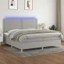 Cama box spring con colchón tela y LED gris claro 200x200 cm de vidaXL, Camas y somieres - Ref: Foro24-3135381, Precio: 625,6...