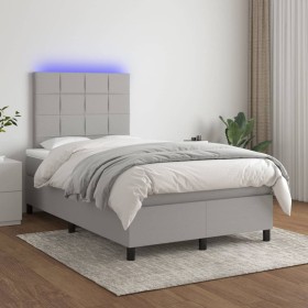 Box spring bed with fabric mattress and light gray LED 120x200 cm by vidaXL, Beds and slatted bases - Ref: Foro24-3134861, Pr...