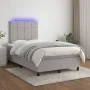 Cama box spring con colchón tela y LED gris claro 120x200 cm de vidaXL, Camas y somieres - Ref: Foro24-3134861, Precio: 405,9...