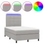 Box spring bed with fabric mattress and light gray LED 120x200 cm by vidaXL, Beds and slatted bases - Ref: Foro24-3134861, Pr...