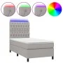 Box spring bed mattress and LED lights light gray fabric 100x200 cm by vidaXL, Beds and slatted bases - Ref: Foro24-3135093, ...