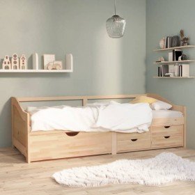 Sofá cama de 3 plazas sin colchón madera maciza pino 90x200 cm Sofá cama de 3 plazas sin colchón madera maciza pino 90x200 cm