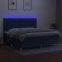 Box spring bed mattress and LED lights blue fabric 200x200 cm by vidaXL, Beds and slatted bases - Ref: Foro24-3135707, Price:...