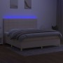 Box spring bed mattress and LED lights cream fabric 200x200 cm by vidaXL, Beds and slatted bases - Ref: Foro24-3135466, Price...