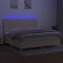 Boxspringbettmatratze und LED-Leuchten aus cremefarbenem Stoff 200x200 cm von vidaXL, Betten und Lattenroste - Ref: Foro24-31...