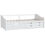 Sofá cama 3 plazas cajones madera maciza pino blanco 90x200 cm