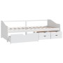 Sofá cama 3 plazas cajones madera maciza pino blanco 90x200 cm