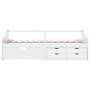 Sofá cama 3 plazas cajones madera maciza pino blanco 90x200 cm