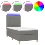 Box spring bed mattress and LED lights dark gray fabric 90x190 cm by vidaXL, Beds and slatted bases - Ref: Foro24-3135398, Pr...