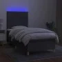 Box spring bed mattress and LED lights dark gray fabric 90x190 cm by vidaXL, Beds and slatted bases - Ref: Foro24-3135398, Pr...