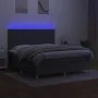 Box spring bed mattress and LED lights dark gray fabric 180x200 cm by vidaXL, Beds and slatted bases - Ref: Foro24-3135294, P...