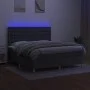Box spring bed mattress and LED lights dark gray fabric 180x200 cm by vidaXL, Beds and slatted bases - Ref: Foro24-3135774, P...