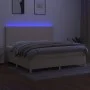 Boxspringbett-Matratze und LED-Leuchten, cremefarbener Stoff, 200 x 200 cm von vidaXL, Betten und Lattenroste - Ref: Foro24-3...