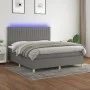 Box spring bed mattress and LED lights dark gray fabric 180x200 cm by vidaXL, Beds and slatted bases - Ref: Foro24-3135614, P...