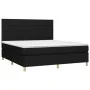 Box spring bed mattress and LED lights black fabric 160x200 cm by vidaXL, Beds and slatted bases - Ref: Foro24-3135447, Price...