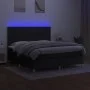 Box spring bed mattress and LED lights black fabric 160x200 cm by vidaXL, Beds and slatted bases - Ref: Foro24-3135447, Price...