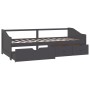 Sofá cama 3 plazas cajones madera maciza pino gris 90x200 cm