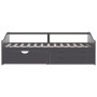 Sofá cama 3 plazas cajones madera maciza pino gris 90x200 cm