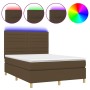 Boxspringbettmatratze LED-Leuchten dunkelbrauner Stoff 140x200cm von vidaXL, Betten und Lattenroste - Ref: Foro24-3135520, Pr...