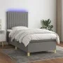 Box spring bed mattress and LED lights dark gray fabric 90x200 cm by vidaXL, Beds and slatted bases - Ref: Foro24-3135566, Pr...