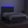 Box spring bed mattress and LED lights dark gray fabric 140x200 cm by vidaXL, Beds and slatted bases - Ref: Foro24-3135278, P...