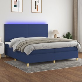 Cama box spring colchón y luces LED tela azul 200x200 cm de vidaXL, Camas y somieres - Ref: Foro24-3135307, Precio: 625,46 €,...