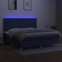 Boxspringbettmatratze und LED-Leuchten aus blauem Stoff 200x200 cm von vidaXL, Betten und Lattenroste - Ref: Foro24-3135307, ...