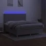 Box spring bed mattress and LED lights light gray fabric 180x200 cm by vidaXL, Beds and slatted bases - Ref: Foro24-3135613, ...