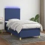 Boxspringbettmatratze und LED-Leuchten aus blauem Stoff 90x200 cm von vidaXL, Betten und Lattenroste - Ref: Foro24-3135251, P...