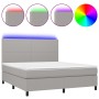 Box spring bed mattress and LED lights light gray fabric 160x200 cm by vidaXL, Beds and slatted bases - Ref: Foro24-3134725, ...
