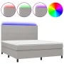 Box spring bed mattress and LED lights light gray fabric 160x200 cm by vidaXL, Beds and slatted bases - Ref: Foro24-3134725, ...
