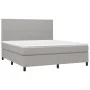 Box spring bed mattress and LED lights light gray fabric 160x200 cm by vidaXL, Beds and slatted bases - Ref: Foro24-3134725, ...