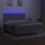 Box spring bed mattress and LED lights light gray fabric 160x200 cm by vidaXL, Beds and slatted bases - Ref: Foro24-3134725, ...