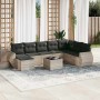 Set muebles jardín 9 pzas y cojines ratán sintético gris claro