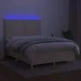 Box spring bed mattress and LED lights cream fabric 140x200 cm by vidaXL, Beds and slatted bases - Ref: Foro24-3135362, Price...