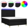 Box spring bed mattress and LED lights black fabric 140x200 cm by vidaXL, Beds and slatted bases - Ref: Foro24-3135519, Price...