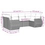 Set de sofás de jardín 6 pzas y cojines ratán sintético gris