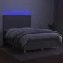 Box spring bed mattress and LED lights light gray fabric 140x190 cm by vidaXL, Beds and slatted bases - Ref: Foro24-3135269, ...