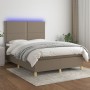 Cama box spring colchón y luces LED tela gris taupe 140x200 cm de vidaXL, Camas y somieres - Ref: Foro24-3135361, Precio: 489...