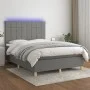 Box spring bed mattress and LED lights dark gray fabric 140x190 cm by vidaXL, Beds and slatted bases - Ref: Foro24-3135430, P...