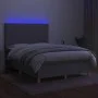 Box spring bed mattress and LED lights light gray fabric 140x190 cm by vidaXL, Beds and slatted bases - Ref: Foro24-3135429, ...