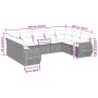 Set muebles jardín 9 pzas y cojines ratán sintético gris claro