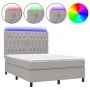 Box spring bed mattress and LED lights light gray fabric 140x200 cm by vidaXL, Beds and slatted bases - Ref: Foro24-3135117, ...