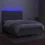 Box spring bed mattress and LED lights light gray fabric 140x200 cm by vidaXL, Beds and slatted bases - Ref: Foro24-3135117, ...