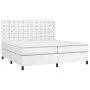 Box spring bed with mattress and LED white synthetic leather 200x200 cm by vidaXL, Beds and slatted bases - Ref: Foro24-31359...