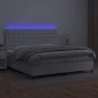 Box spring bed with mattress and LED white synthetic leather 200x200 cm by vidaXL, Beds and slatted bases - Ref: Foro24-31359...